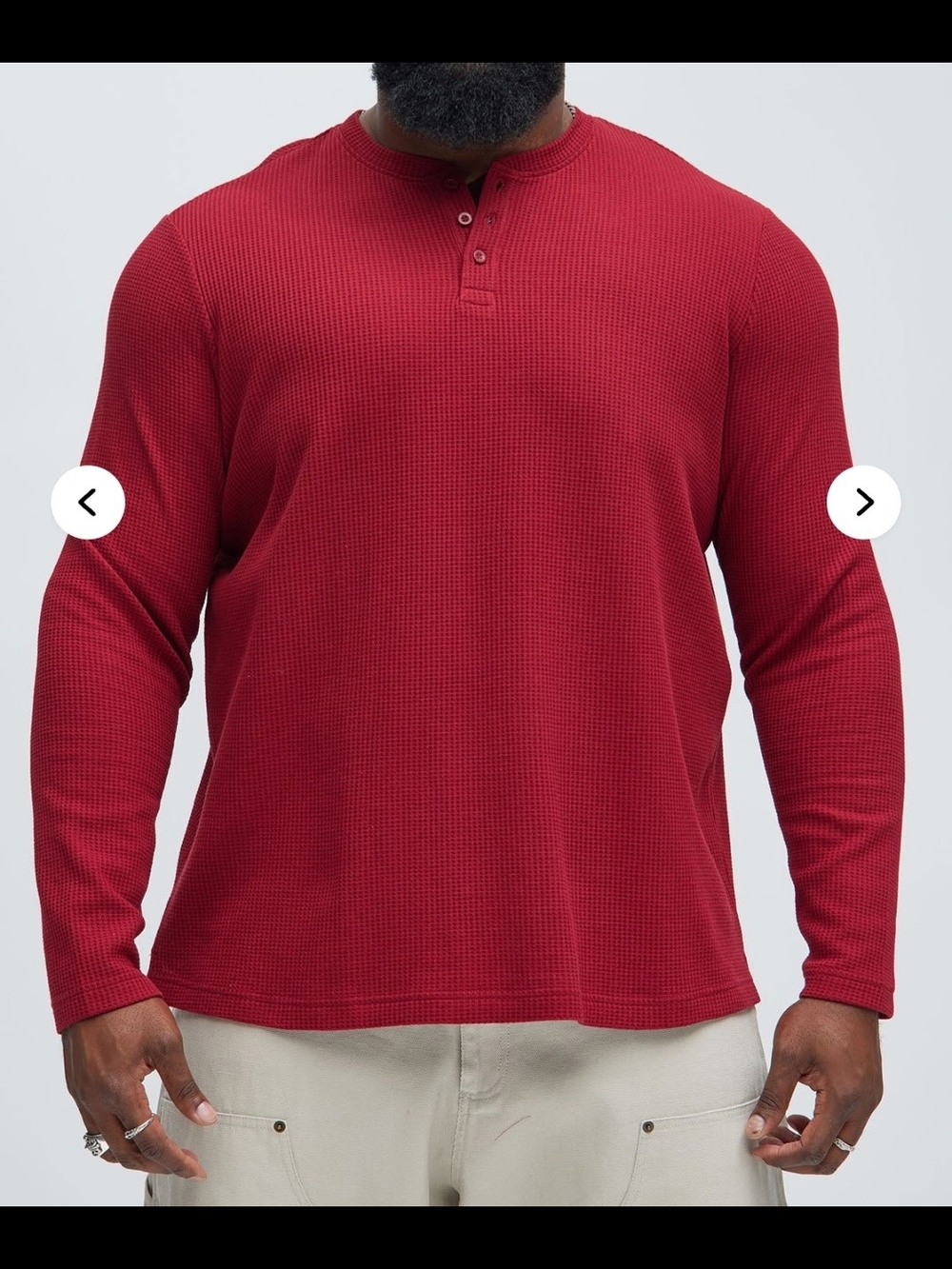 Fashion Nova Men's Crimson Waffle Henley Long-Sleeve Shirt